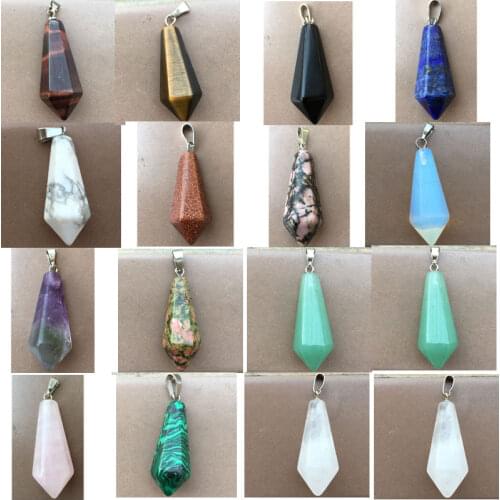 Tiger Eye Crystal Goldstone Carnelian Malachite Howlite Lapis Lazuli Unakite Flourite Rhodorite Opal Pendant Bead PWB884