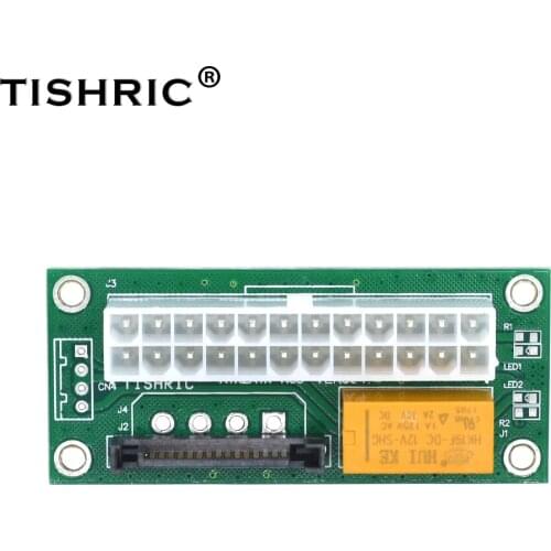 TISHRIC Newest ATX 24Pin to Molex SATA Dual PSU Power Supply Sync Starter Extender Cable Card For BTC Miner Machine add2psu