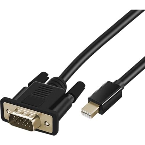 1080P Mini DP to VGA Mini DisplayPort to VGA Male Cable 1080P Video Cable Glod Plated (6FT, Black)