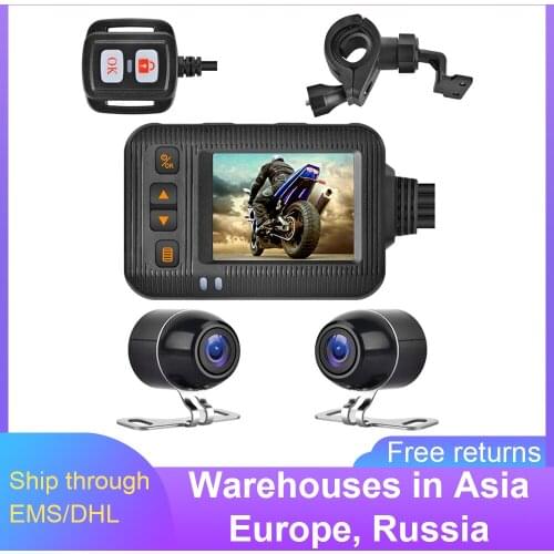 2 Inch Motorcycle Dash Cam HD 1080P DVR Camera Wide-Angle Loop Recorder Front & Rear Waterproof Night Vision Driving Recorder