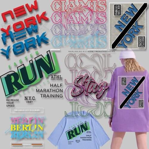 Hollow word art pattern Character Patch for Clothing Heat Vinyl Ironing Stickers Decor Washable Garment Accessories Appliques