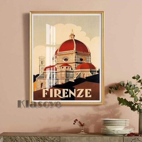 Firenze Florence Cathedral Santa Maria Fiore Tuscany Italy Travel Vintage Poster Modern Wall Decor Canvas Painting Art Prints