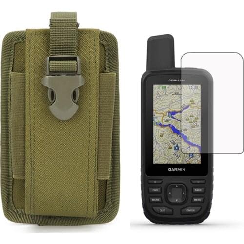 Outdoor Military Tactical Pouch Portable Case + Screen Protector Shield Film for Hiking Handheld GPS 66 66S 66ST 66SR 66i