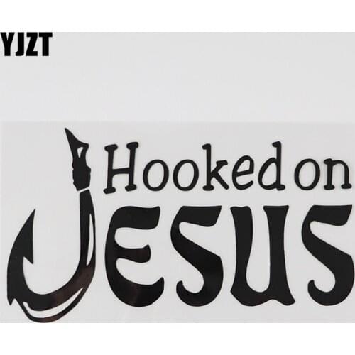 YJZT 18.6CMX10.3CM Hooked On Jesus Fishing Decal Vinyl Car Sticker Black/Silver 8A-1049