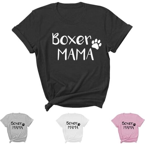 Boxer Mama Letter Print Women T Shirt Short Sleeve ONeck Loose Women Tshirt Ladies Tee Shirt Tops Clothes Camisetas Mujer