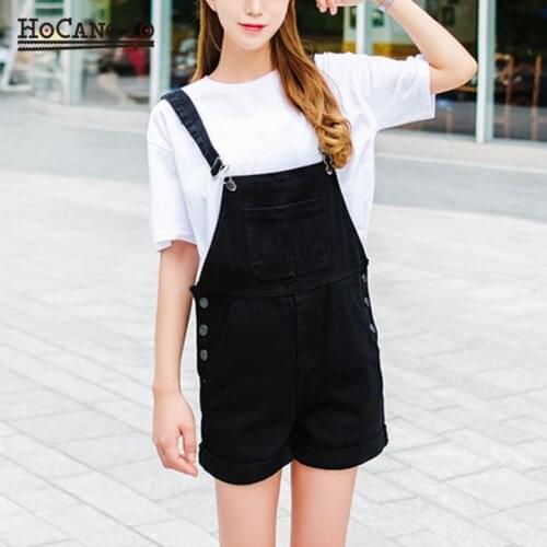 NEW Plus Size 6XL Womens Overalls Black Straps Shorts Denim Overalls Women Loose Casual Stretch Denim Playsuits Shorts Rompers