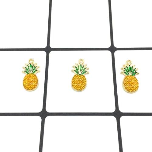 10pcs DIY Handmade 2019 New Drop Oil Transparent Pineapple Fruit Alloy Ornament Pendant Accessories