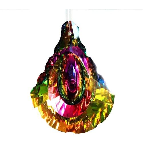 12pcs/Lot 63*48mm Rainbow K9 Crystal Chandelier Prisms Pendants Shell Shapr Crystal Lighting Parts Nice Best Chandelier Parts