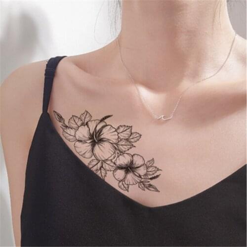 12 pcs Sexy Flower Temporary Tattoos Body Art Painting Arm Legs Tattoos Sticker Realistic Fake Black Rose Waterproof Tattoos