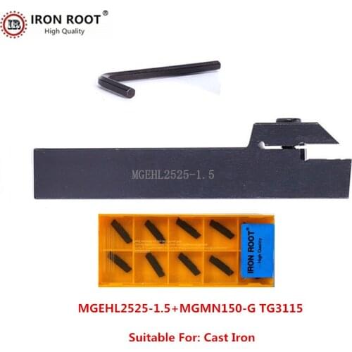 1P MGEHR2525-1.5 / MGEHL2525-1.5 Grooving Tool Holder + 10P MGMN150 CNC Carbide Insert Metal Lathe Cutting Turning