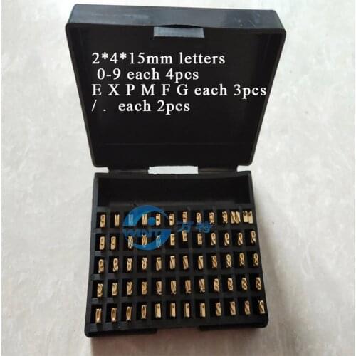 2*4*15mm Hot stamping letters thermal ribbon printing alphabet font for expiration coding machine date code printer