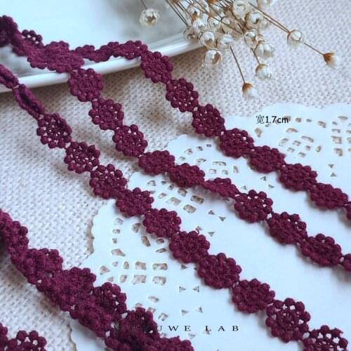 2M Claret Botryoid Lace Cotton Fuchsia Lace Ribbon Trims for DIY Clothing Decoration Yarn Skirt DIY Sewing Accessories 1.2cm