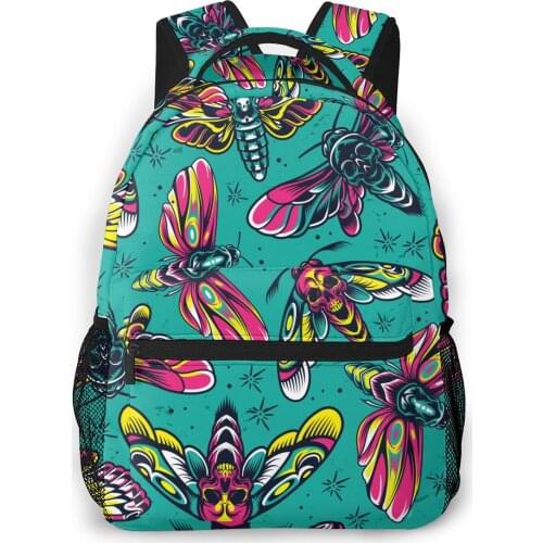 2021 Backpack Women Shoulder Bag Vintage Colorful Insects Fashion School Bag For Teenage Girl Backpacks Travel Bag