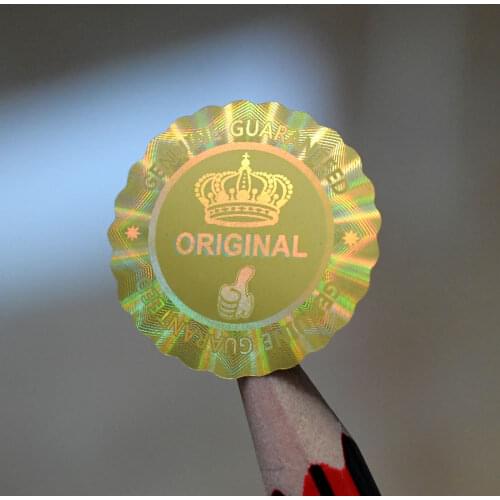 20x20mm 25x25mm Original Genuine Guaranteed VOID Hologram sticker with crown Thumbs up Quality in Flower shape 2000pcs per lot