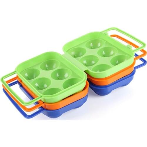 6 Portable Egg Box Case Eggs Holder Storage Egg Kitchen Tools Folding Plastic Outdoor Shockproof Hiking Camping Carrier