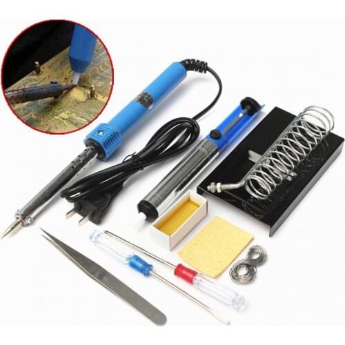 9 In 1 30W 110V DIY Electric Solder Starter Tool Kit Set Iron Stand Desolder Pump with US Plug