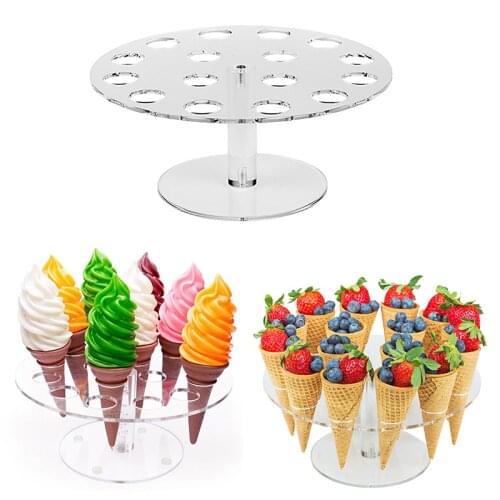 6/16 Holes Acrylic Ice Cream Rack Transparent Cake Cone Holder Dessert Display Stand For Wedding Birthday Party Kitchen Tools