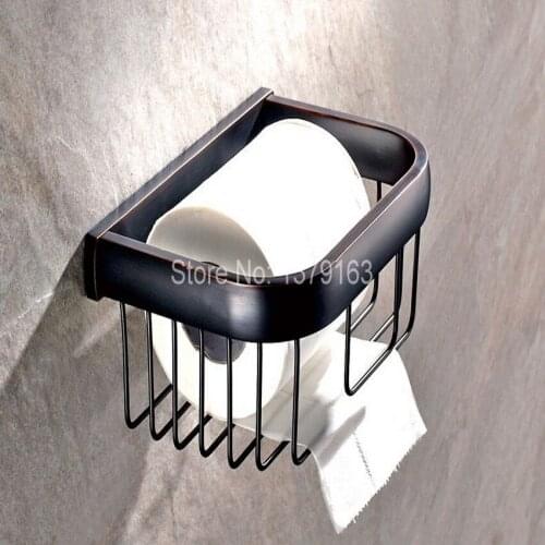 Bathroom Accessories Black Oil Rubbed Antique Brass Wall Mounted Toilet Paper Roll Holder Bathroom Shower Storage Basket aba533