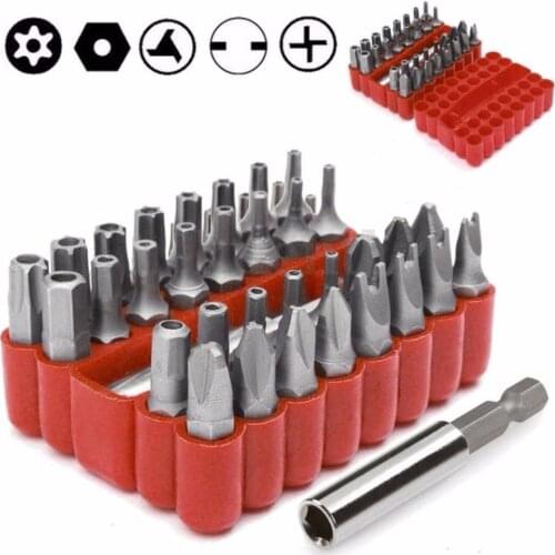Security Bit 33Pcs Set Tamper Proof Torx Spanner Screwdriver Star Hex Holder Rod Hand Tools Free Shipping
