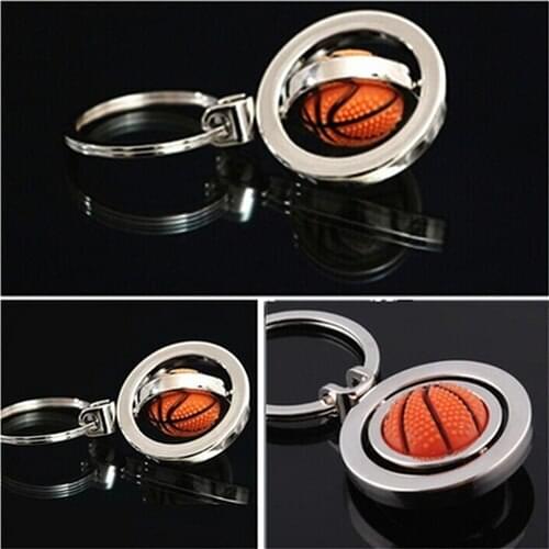 Key Fob Ball Gifts For Men 3D Sports Rotating Basketball football soccer Keychain Keyring Ring