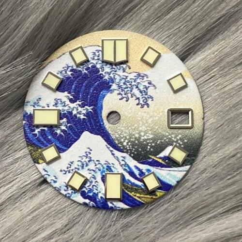 28.5mm dial Seiko watch dial Kanagawa Surfing fit seiko nh36 nh35 movement Green Luminous Dial for skx007 SPRD case Mens Watch