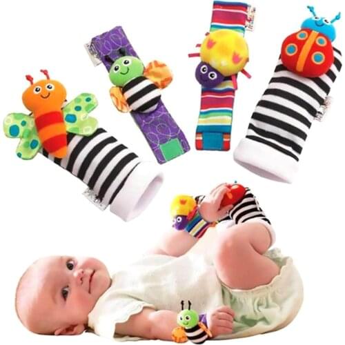 Educational Kids 1 Pair Baby Wrist Rattles And 1 Pair Socks Rattles Set Educational Development Plush Toys Baby Gift