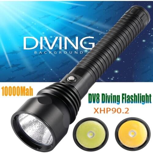 10000Mah Professional XHP90 Super Bright Diving Flashlight Highest Waterproof Rating Diving Light Powered By 18650 26650 Battery