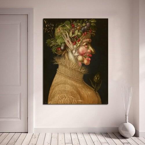 JQHYART Arcimboldo Giuseppe Summer allegory Portrait Abstract Oil Painting Drawing Art Unframed Canvas Wall Painting Picture