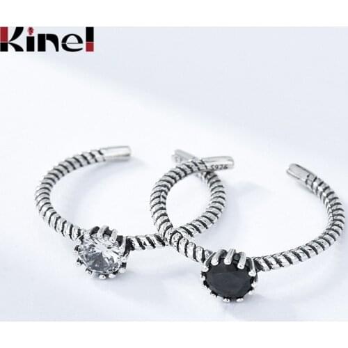 Kinel Genuine Silver 925 Jewelry CZ Finger Rings for Women Minimalist Twist Korean Style Fine Jewelry Anillos
