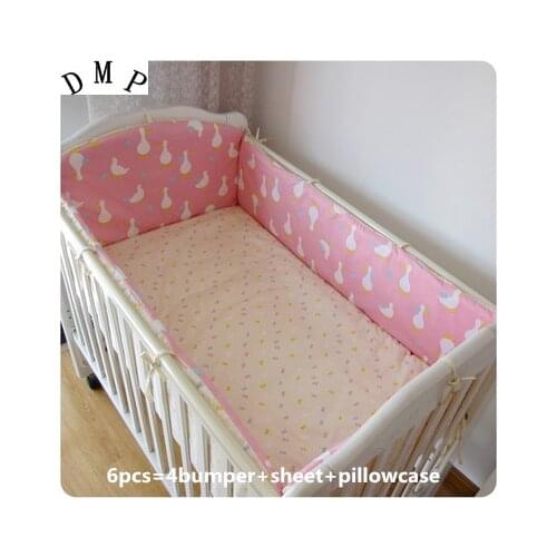 6pcs Cartoon baby bedding set bumper bedsheet crib bedding ropa de cuna (4bumper+sheet+pillow cover)