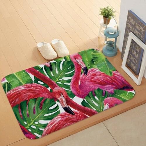 Beautiful Tropical Flamingo Door Mat Palm Leaf Flower Pineapple Welcome Carpet Living Room Pink Cartoon Bathroom Absorbent Pad
