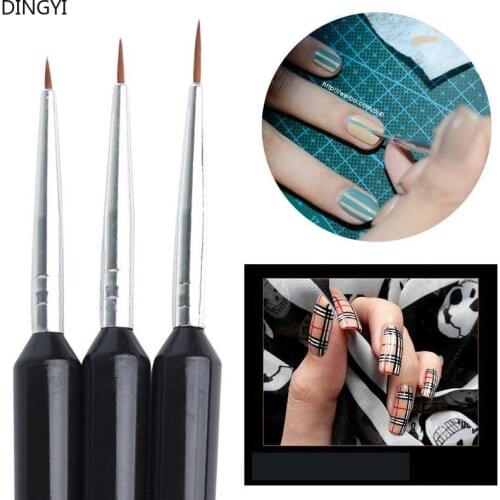 DINGYI 3pcs Fine Paint Brush Set Hook Line Pen Nail Brush Pen For Oil Watercolor Acrylic Painting School Office Art Supplies