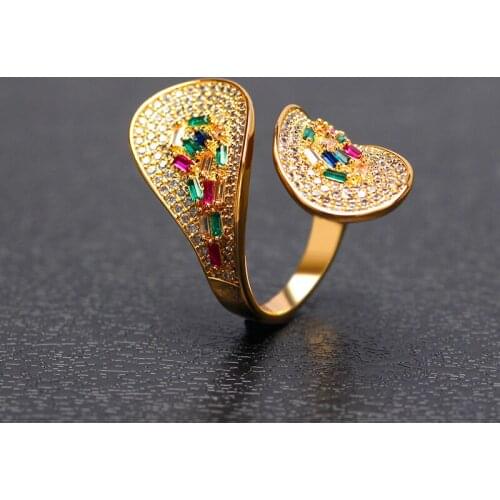 New Arrivals Fashion Jewelry Brand Adjustable Open Ring Cubic Zirconia High Quality Christmas Gift Elegant Bridal Wedding Rings