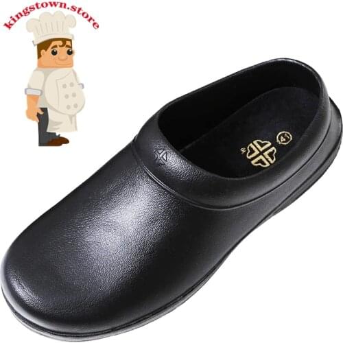 Large Size Chef Shoes Non-Slip Kitchen Shoes Workshop Work Shoes Casual Flat Bottom Breathable Chef Shoes Waterproof Slippers