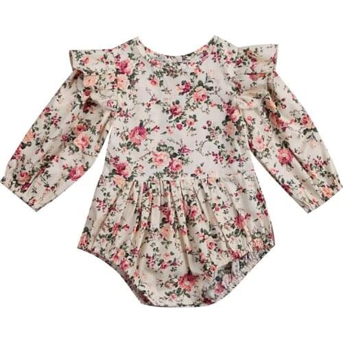 Toddler Baby Girls Bodysuit Long Sleeve Floral Cute Casual New Flower Jumpsuit Outfits Clothes Fashion 2018 Wholesale