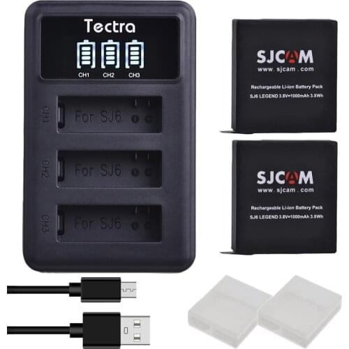 Rechargeable lithium Battery and 3-slots USB charger for SJCAM SJ6, SJ6 Legend
