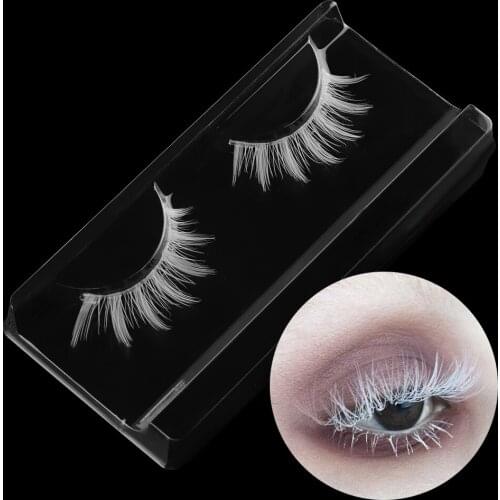 Hot Fashion White Eyelashes Cosplay Makeup Natural Long Eyelashes Extension Cross Strip False Eye Lashes Beauty Makeup Tools