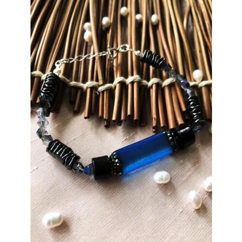 Dr Stone Luxury collection with Cat 'S Eye, Crystal and Hematite Stone 925 Sterling Silver Women Handmade Bracelet LXDR72