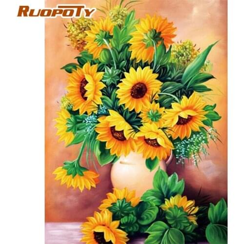 RUOPOTY Square Round Drill 5D Diamond Painting Art Crafts Full Diamond Embroidery Sunflower for Home Decor Diy Gift