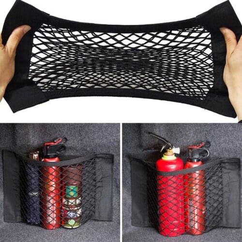 Car Back Rear Mesh Trunk Seat Elastic String Net Magic Sticker Universal Storage Bag Pocket Cage Auto Organizer Seat Back Bag