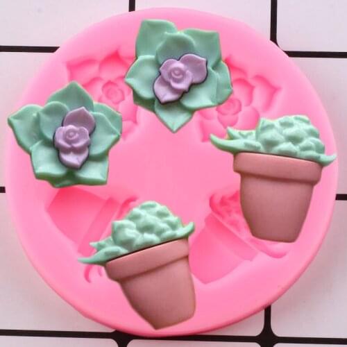 Succulent Cactus Silicone Mold Flower Cake Border Fondant Molds Baby Birthday Cake Decorating Tools Chocolate Gumpaste Mould