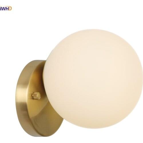 IWHD Nordic Modern Creative Wall Lights Fixtures Bedroom Bathroom Mirror Light Copper Wall Sconce Wandlamp Luminaire Lighting