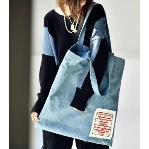 MICOCO D0650CLeisure literature and art letter-paste cloth large capacity hand carry one shoulder bag canvas shopping bag