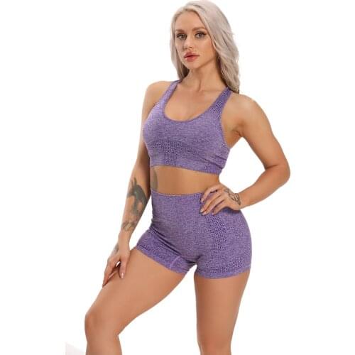 Women 2pcs Seamless Yoga Set Workout Sportswear Sports Suits Fitness Bra Crop Top High Waist Leggings Gym Girl Tracksuits 2021