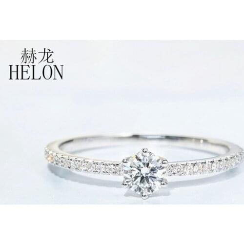HELON VVS/DEF Moissanite Ring Solid 10K White Gold Lab Grown Diamond Moissanite Engagement Wedding Ring Fine Jewelry Women Gift