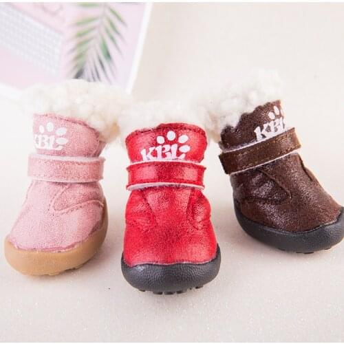 4pcs/Lot Snow Winter Dog Shoes Warm Sale Small Medium Sizes Outdoor Pet Boots For Sport Wearable For Yorkie Chihuahua Drop Ship