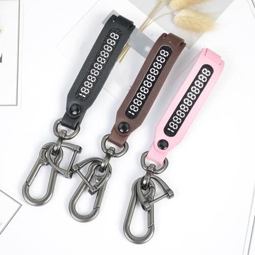 1pc New Arrival Ring Keyring Phone Number Anti-lost Keychain Plate Vehicle Parking D Shape Car Key Pendant Auto Accessories