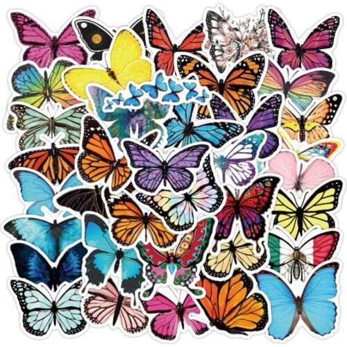 10/30/50 PCS Butterfly Cartoon Cute Graffiti Laptop Luggage Skateboard Guitar Waterproof Stickers Decorative Toys Wholesale