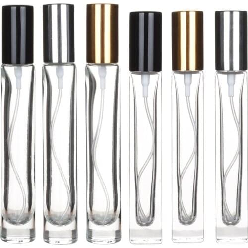 10pcs/lot 10ml portable mini travel glass perfume bottle atomizer perfume bottle spray empty bottle multicolor aluminum cover