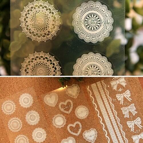 180pcs Lace Heart Bowknot DIY Kraft Paper Sticker Labels Seal Envelope Packaging Gift Box Wrapping Soap Craft Baking Decoration